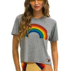 Aviator Nation RAINBOW BOYFRIEND TEE- HEATHER GREY